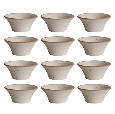 4.5" Brown & Ivory Speckled Stoneware Bowls, 12ct.