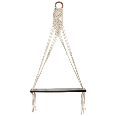 25" x 16" Macrame Wall Hanging with Wooden Shelf
