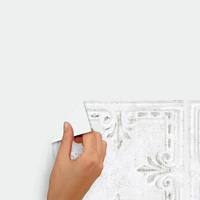 RoomMates White Tin Tile Backsplash Peel & Stick Giant Wall Decals