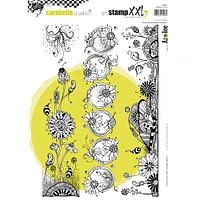 Carabelle Studio Wonderful Flower Strips Rubber Cling Stamps