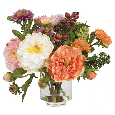 10" Peony Arrangement in Vase