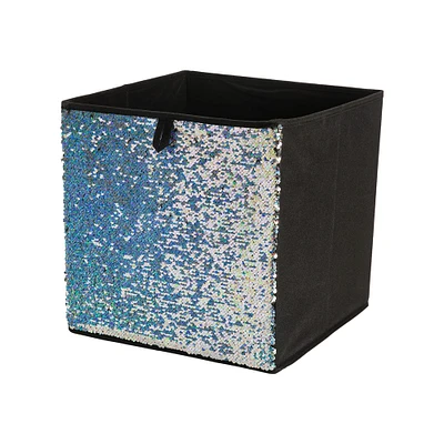 Organize It All Silver Reversible Sequin Storage Cube
