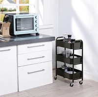 SunnyPoint Compact 3-Tier Metal Rolling Cart