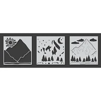 PA Essentials 6'' x 6'' Mountain Scene Layer Pack Stencil Set, 3ct.