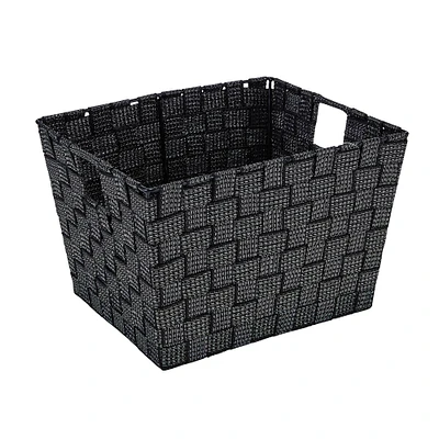 Simplify /Silver Lurex Striped Woven Storage Bin