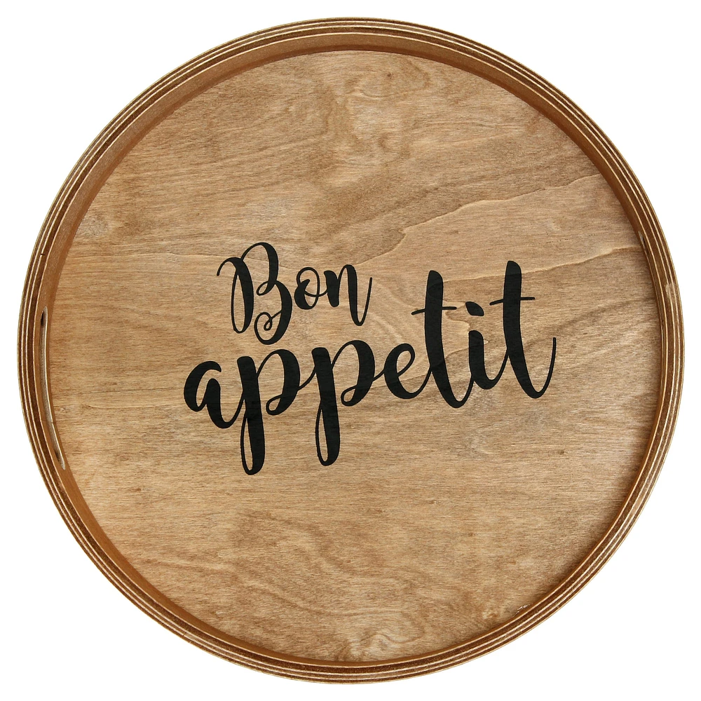 Elegant Designs™ 13.8" Round Bon Appetit Serving Tray with Handles