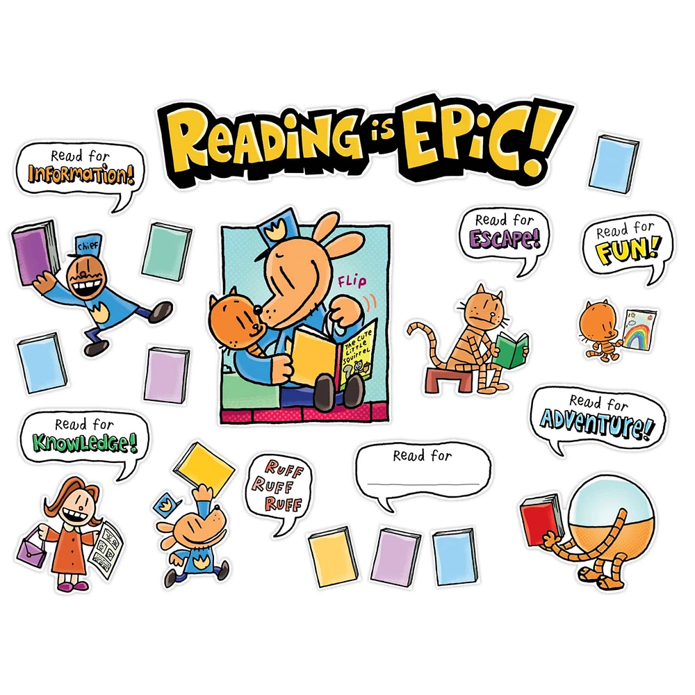 Scholastic® Dog Man Reading Is Epic Bulletin Board Set