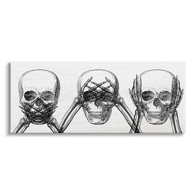 Stupell Industries Speak See Hear No Evil Skulls Canvas Wall Art