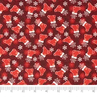 SINGER Christmas Red Stockings Cotton Fabric