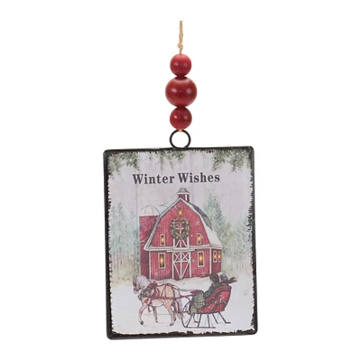 12ct. 6.25" Glass Winter Wishes Barn Ornament Set