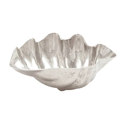 17" Silver Aluminum Coastal Decorative Bowl
