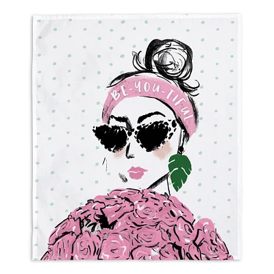 Fashion Girl Flowers Tapestry