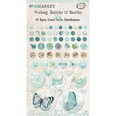 49 And Market Epoxy Coated Wishing Bubbles & Baubles 67/Pkg-Sky