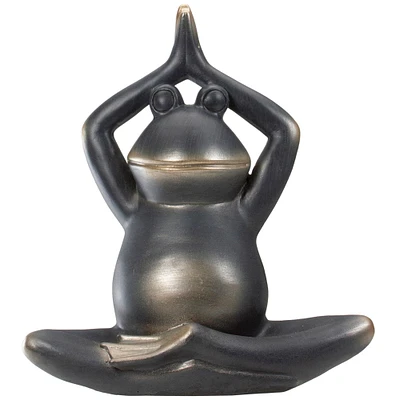 11.5" Yoga Frog In Prayer Position Outdoor Garden Statue