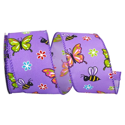 Reliant 2.5" x 10yd. Wired Butterfly & Bees Bright Ribbon