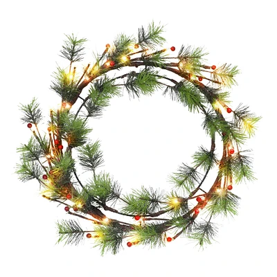 6 Pack: 24" Pre-Lit Twinkling LED Glitter Accent Wreath