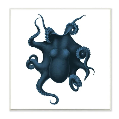 Stupell Industries Minimal Blue Octopus Marine Life Sea Creature,12" x 12"