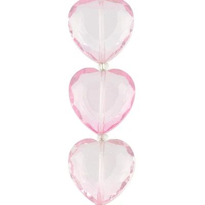 12 Pack: Pink Glass Heart Beads, 22mm by Bead Landing™