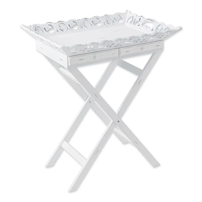 27" White Elegant Tray Stand