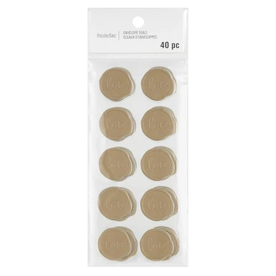 12 Packs: 40 ct. (480 total) Gold Love Faux Wax Envelope Seals by Recollections™