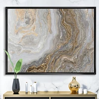 Designart - White Marble with Curley Grey and Gold Veins - Glam Framed Canvas Wall Art Print