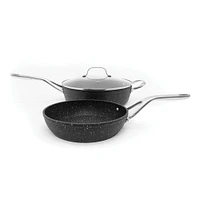 The ROCK by Starfrit 3-Piece Cookware Set With Riveted Cast Stainless Steel Handles