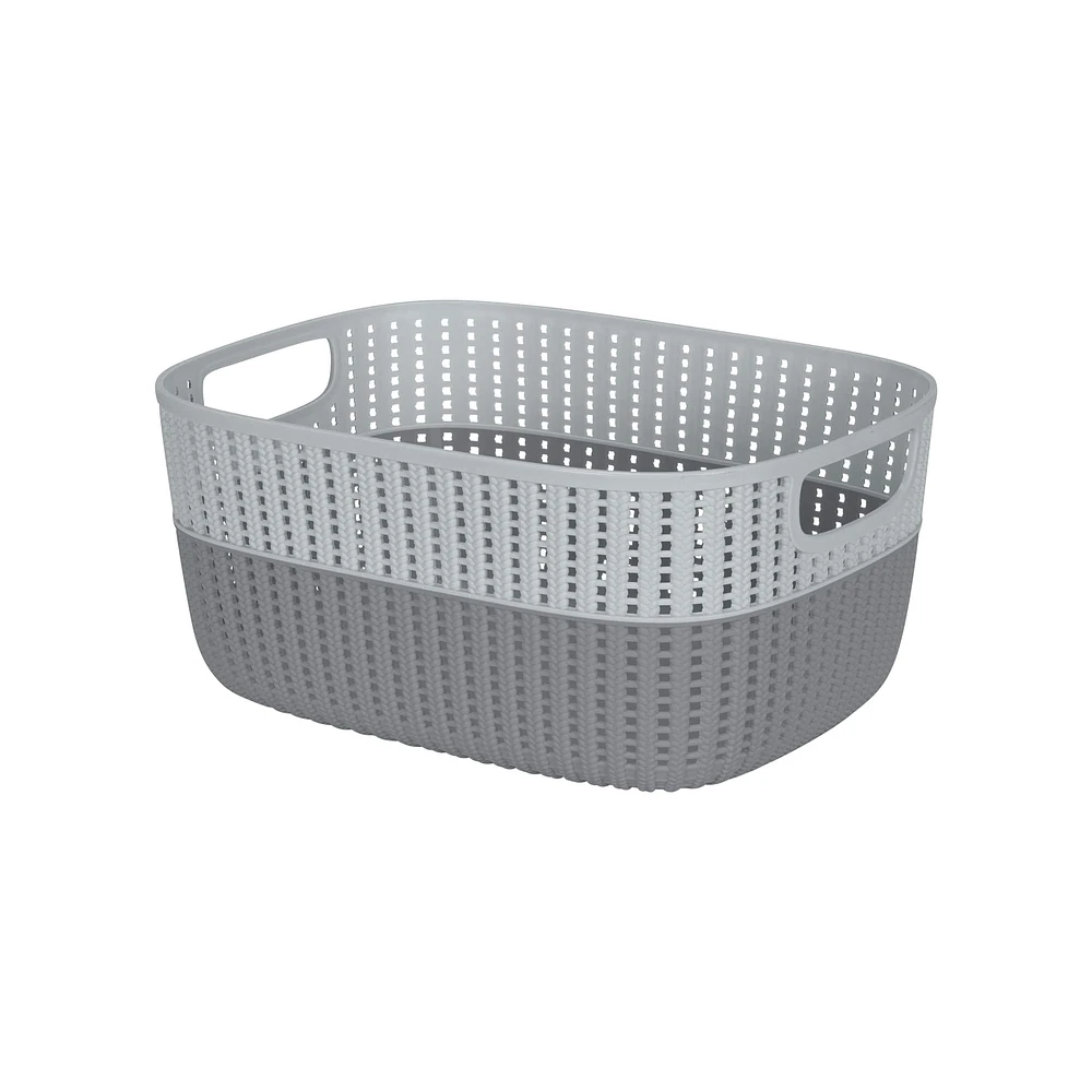 Simplify 15" Grey 2-Tone Decorative Storage Basket