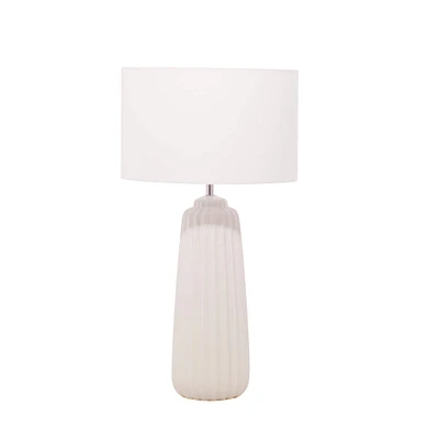 24" White Stone Traditional Table Lamp