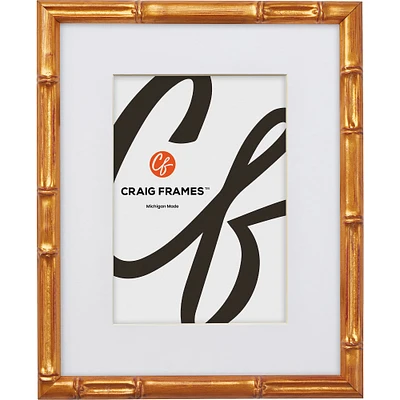 Craig Frames Vintage Bamboo Brushed Gold Picture Frame with Mat