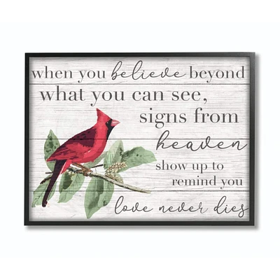 Stupell Industries Love Never Dies Cardinal Wall Art in Frame