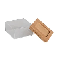 Simplify Bamboo Lid Square Clear Organizer