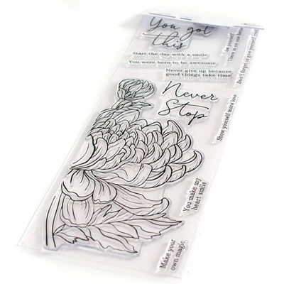 Pinkfresh Studio Chrysanthemum Clear Slimline Stamp Set