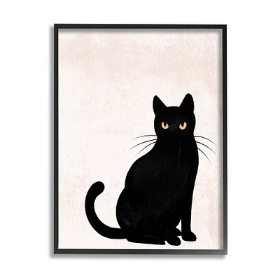 Stupell Industries Halloween Black Cat Silhouette Framed Giclee Art