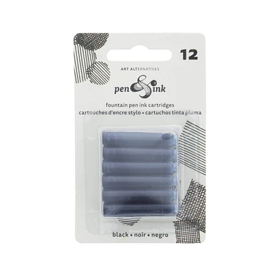 12 Packs: 12 ct. (144 total) Art Alternatives Pen & Ink Black Fountain Pen Cartridges