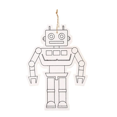 24 Pack: Robot Color-In Wood Ornament by Creatology™