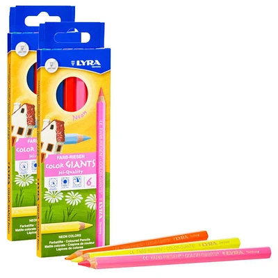 5 Packs: 2 Packs 6 ct. (60 total) Lyra Neon Color Giant Colored Pencils