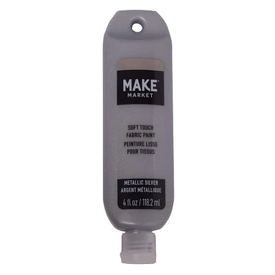 12 Pack: Metallic Silver Soft Touch Fabric Paint by Make Market®