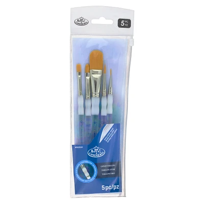 9 Pack: Royal & Langnickel® Soft-Grip™ Gold Taklon Brush Set