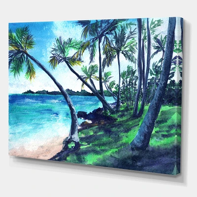 Designart - Tropical Beach In Summer Paradise - Nautical & Coastal Canvas Wall Art Print