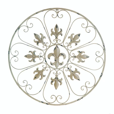 Cream Circular Fleur De Lis Wall Décor