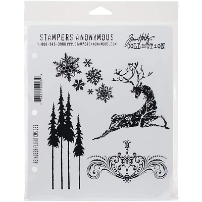 Stampers Anonymous Tim Holtz® Reindeer Flight Cling Stamps