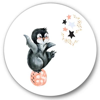 Designart - Little Penguin With Stars and Planets II