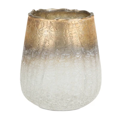 6" Gold & White Glass Textured Vase