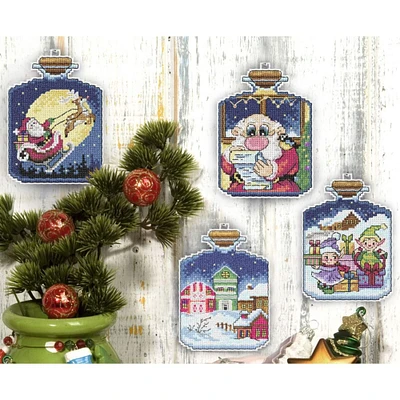 Orchidea Plastic Canvas Counted Cross Stitch Kit With Plastic Canvas Christmas Jars Set of 4 Designs