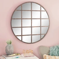 CosmoLiving by Cosmopolitan 36" Black Industrial Metal Wall Mirror