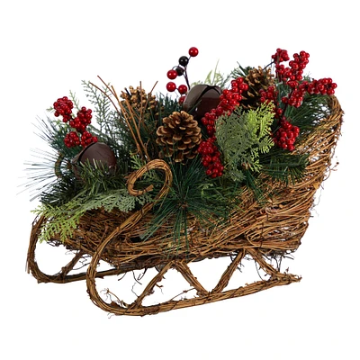 18" Sleigh Pinecones & Berries Artificial Christmas Arrangement