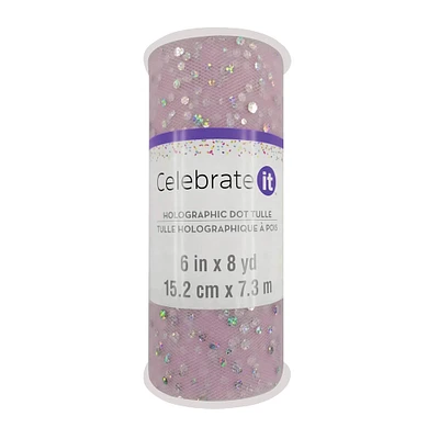 6" Pink Holographic Sequins Tulle by Celebrate It™