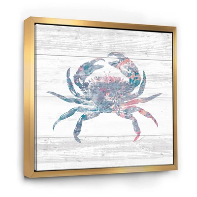 Designart - Pink Crab Ocean Life - Nautical & Coastal Framed Canvas