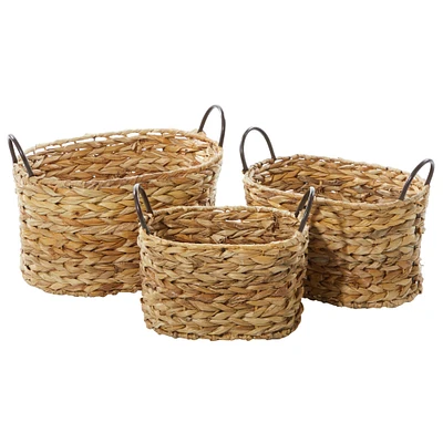 Brown Metal Natural Storage Basket Set