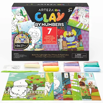Arteza® Kids Magical Creatures Clay By Numbers Kit, 57 pcs